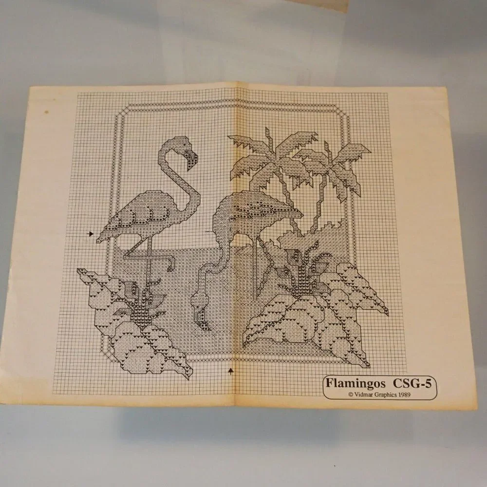 Flamingos Counted Cross Stitch Booklet Craft Fabric Insturctions Pre- Started